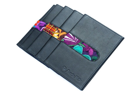 Embroidered Leather Passport Holder